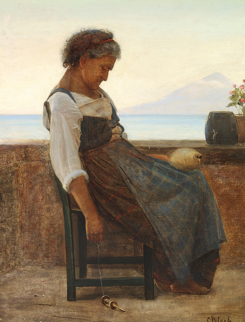 Une femme italienne fait une sieste. - Carl Heinrich Bloch
