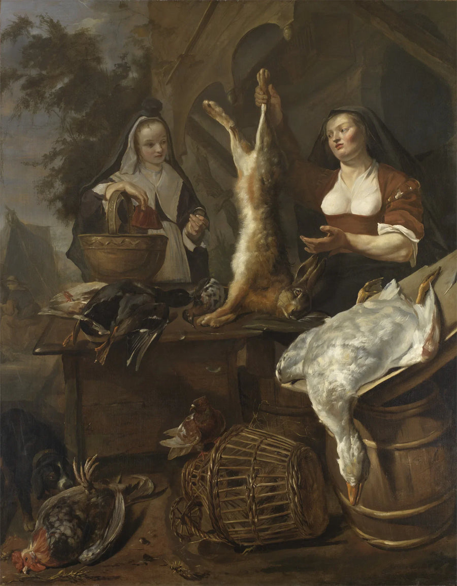 Une femme vend du gibier sur un étal - Gabriel Metsu