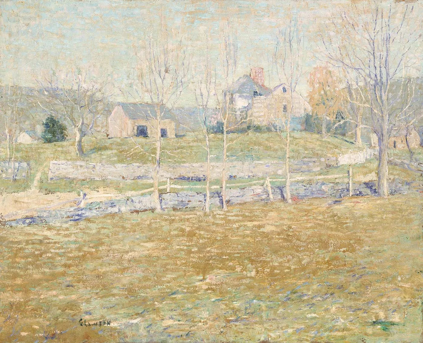Une ferme abandonnée - Ernest Lawson image 1 reproduction artisanale de tableau