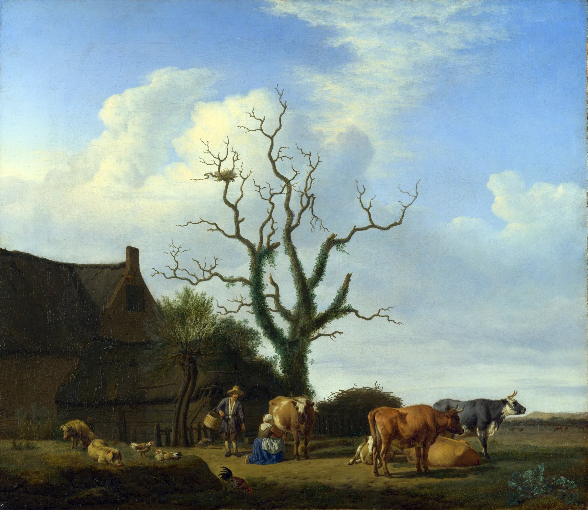 Une ferme avec un arbre mort - Adriaen van de Velde image 1 reproduction artisanale de tableau