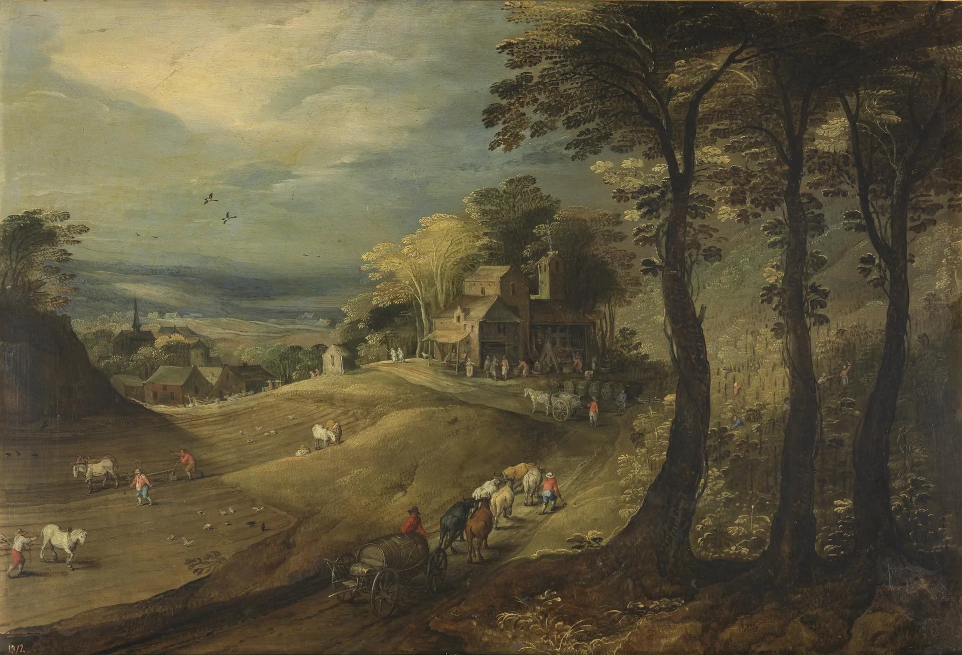 Une ferme - Jan Brueghel l'Ancien image 1 copie peinte à la main à l’huile