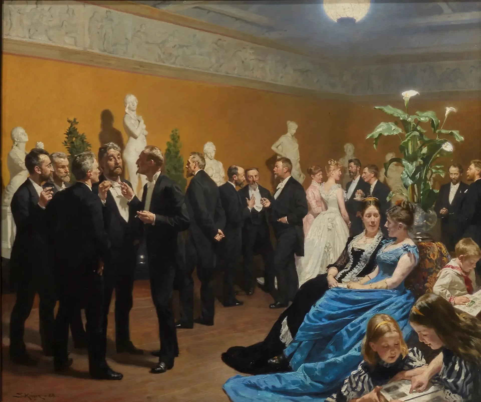 Une fête à la Glyptoteket - Peder Severin Krøyer image 1 copie de tableau peinte à la main