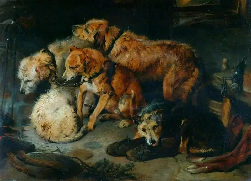 Une fête au coin du feu - Edwin Henry Landseer image 1 reproduction de peinture à l’huile