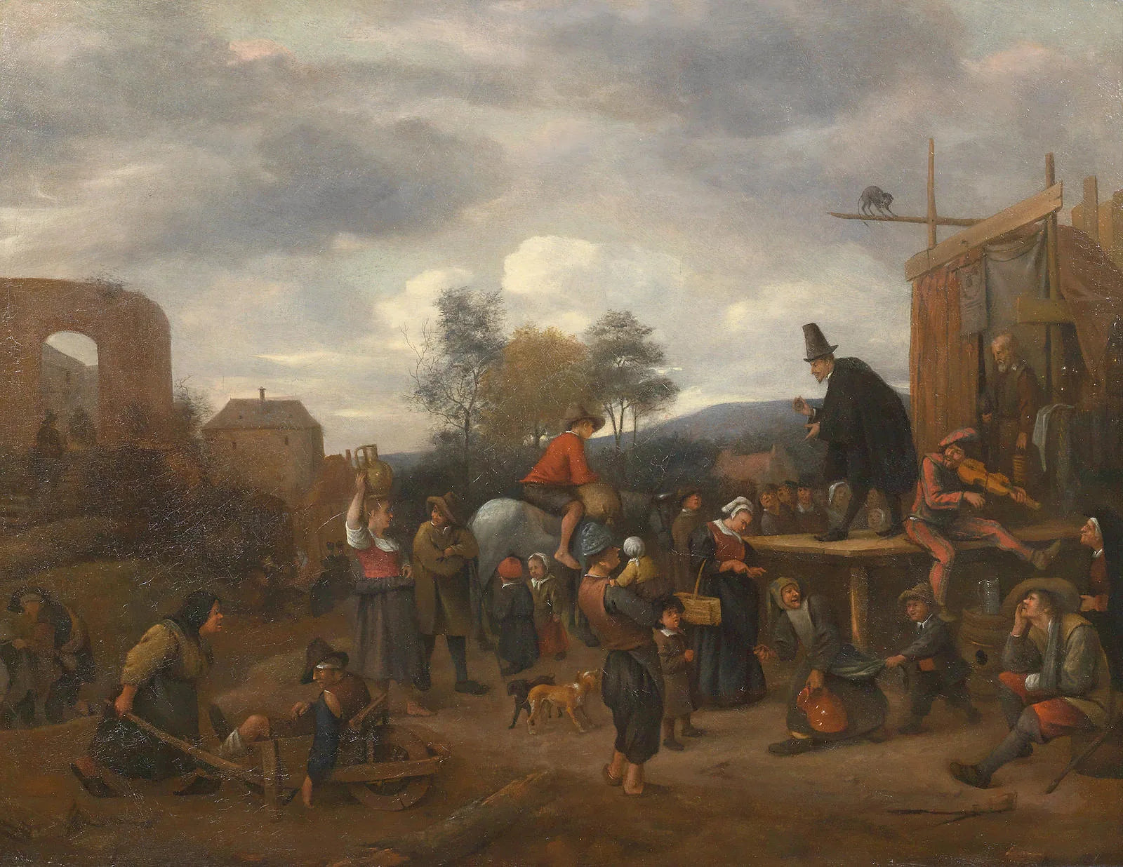 Une fête de village avec un charlatan - Jan Steen image 1 copie peinte à la main à l’huile