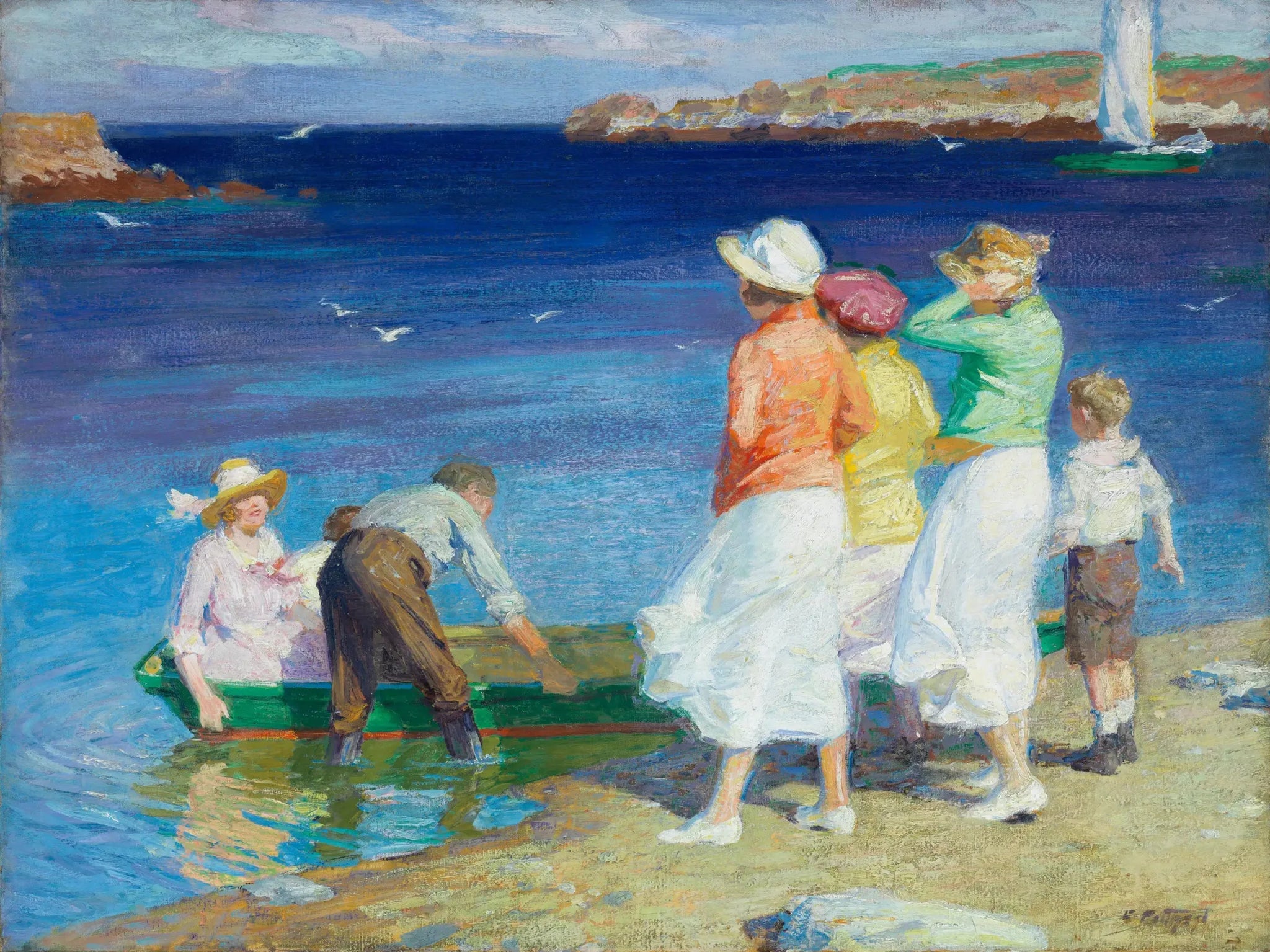 Une fête de voile (Partir en voilier) - Edward Henry Potthast image 1 reproduction d’œuvre d’art à l’huile