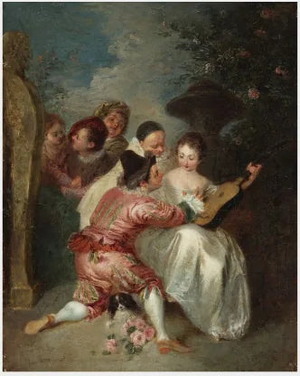 Une fête musicale (Le Conteur) - Antoine Watteau image 1 copie peinte à la main à l’huile