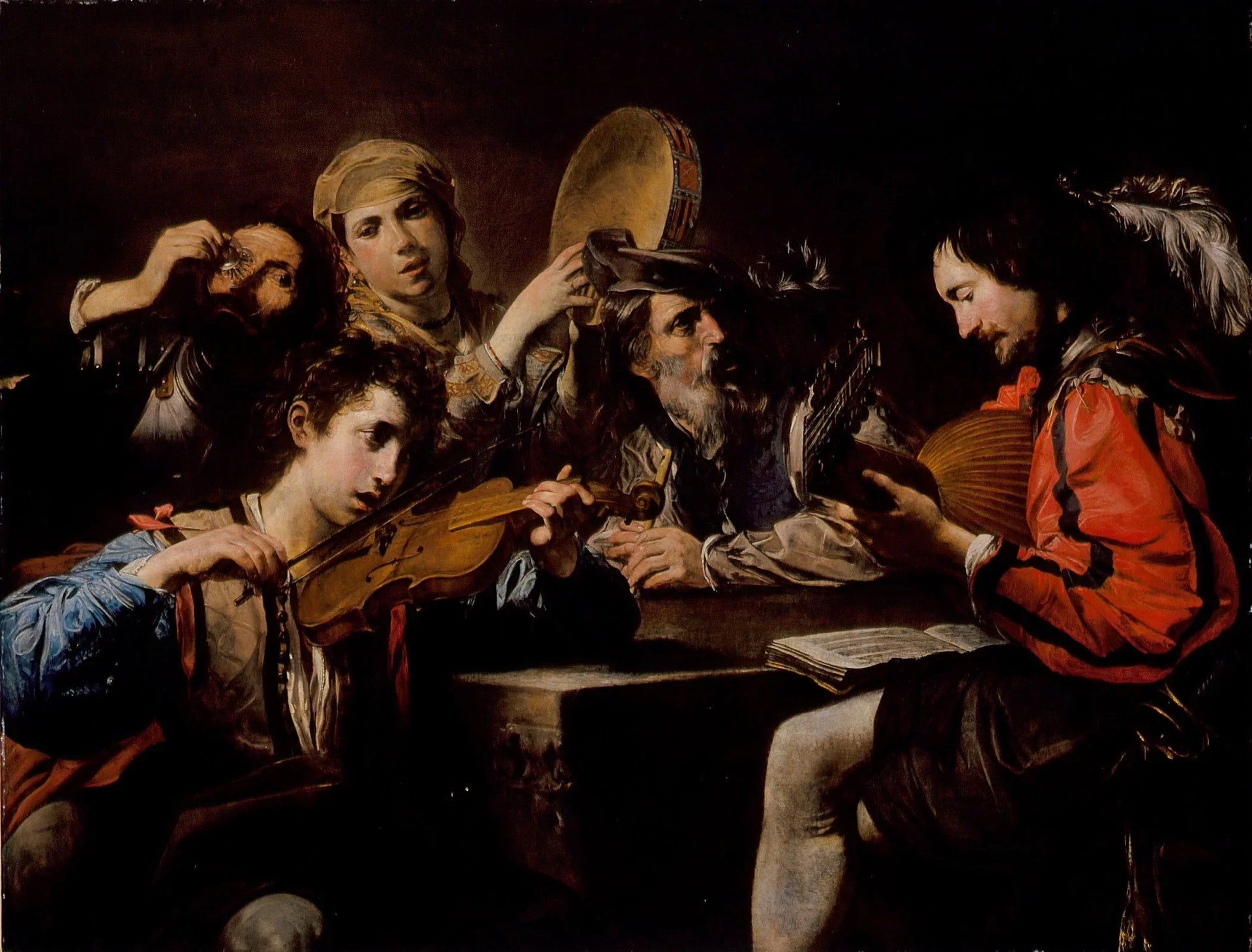 Une fête musicale - Valentin de Boulogne image 1 reproduction de peinture à l’huile