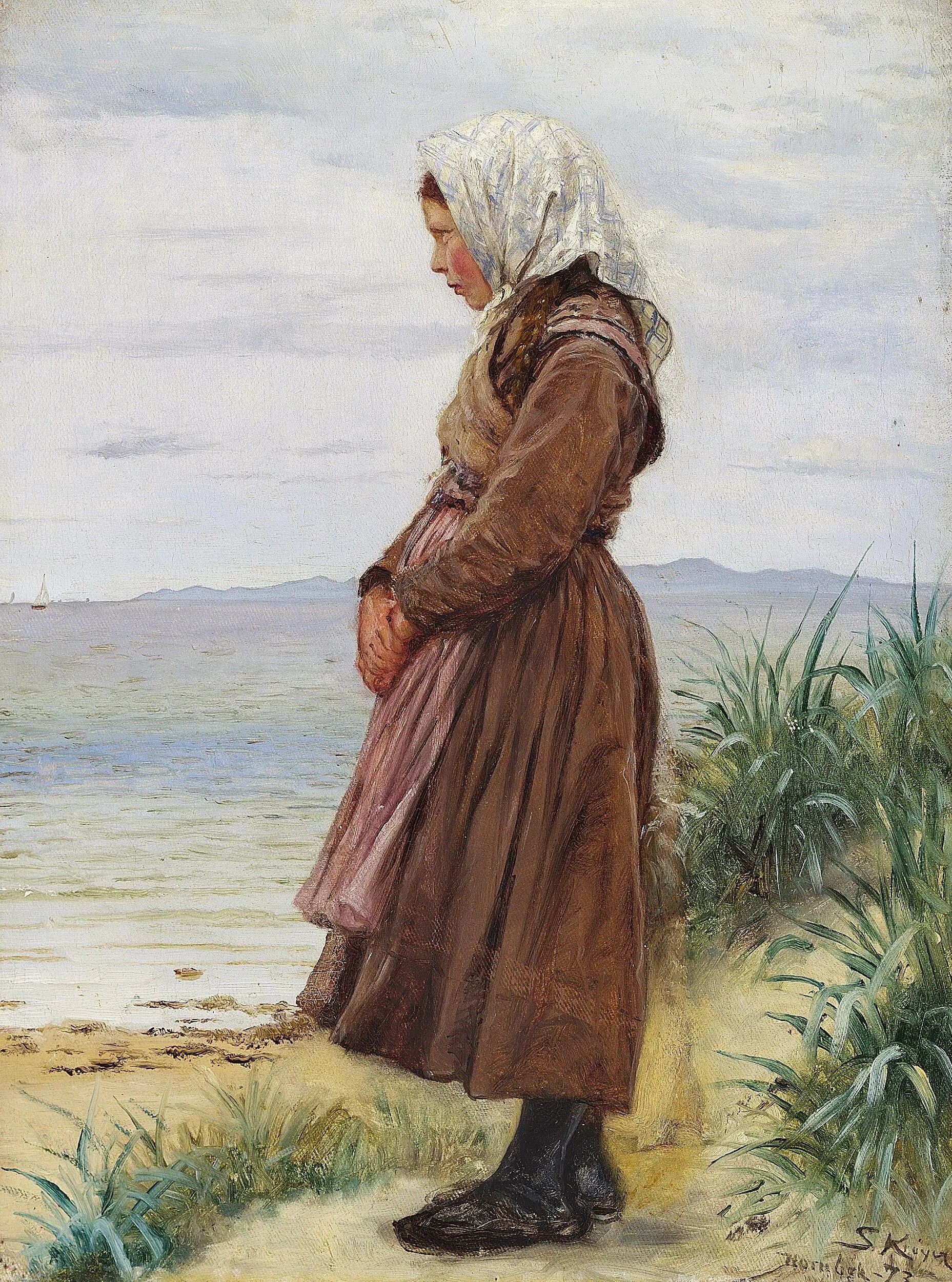 Une fille sur la plage. Hornbæk. - Peder Severin Krøyer image 1 reproduction artisanale de tableau