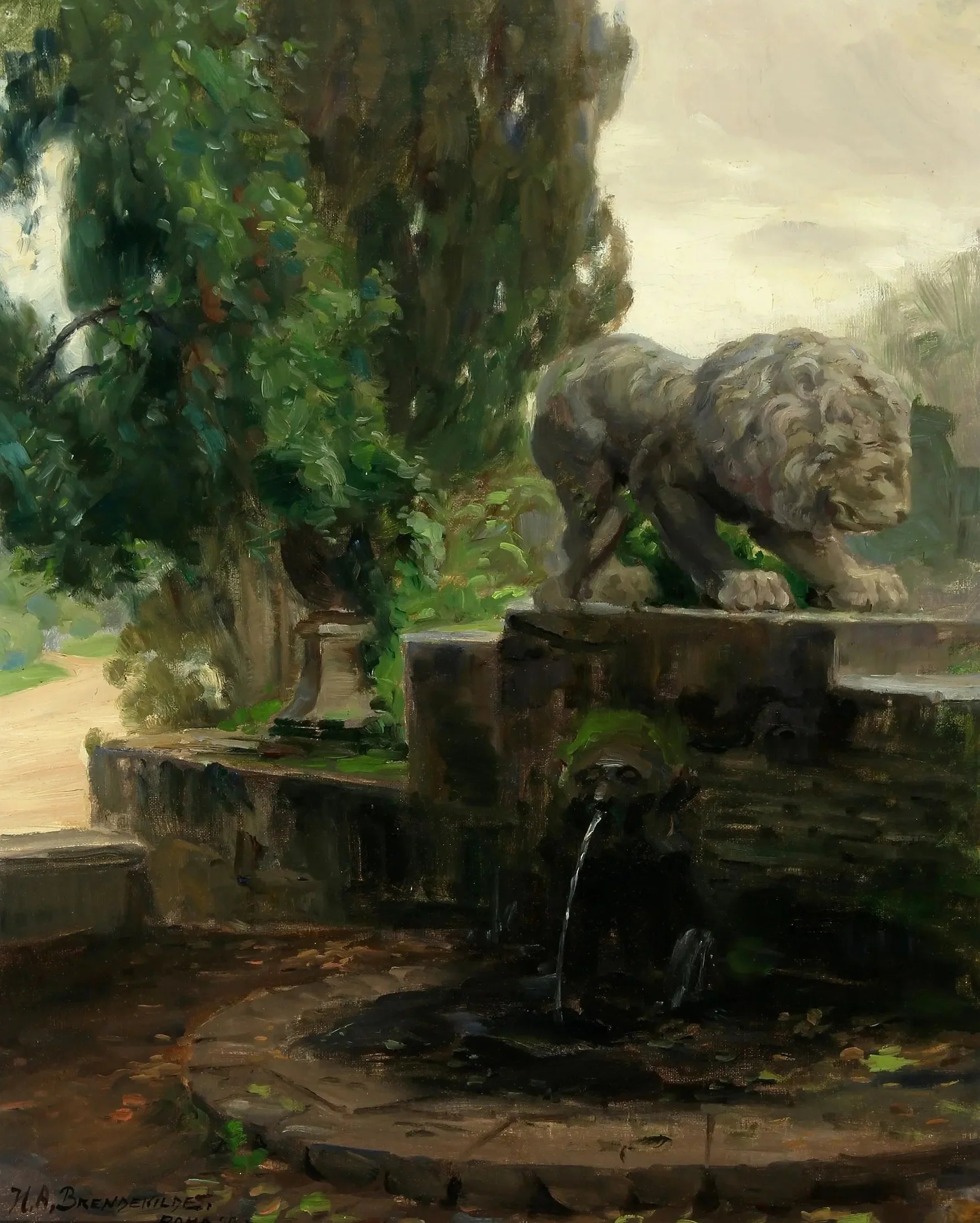 Une fontaine à Rome - H. A. Brendekilde image 1 reproduction d’œuvre d’art à l’huile