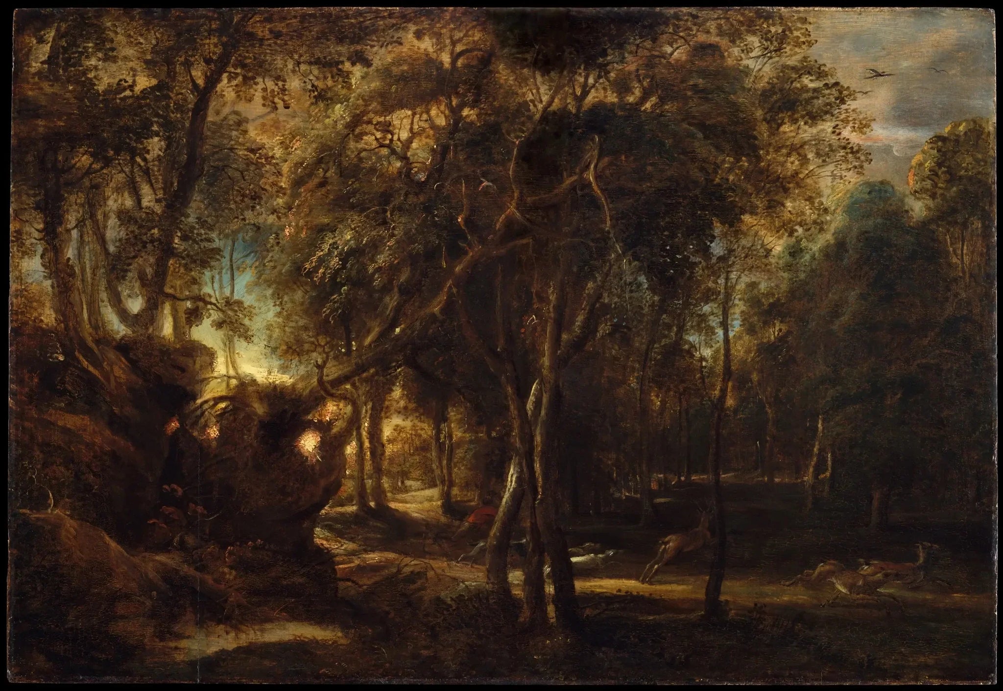 Une forêt à l'aube avec une chasse au cerf - Peter Paul Rubens image 1 reproduction réalisée par Alpha Reproduction