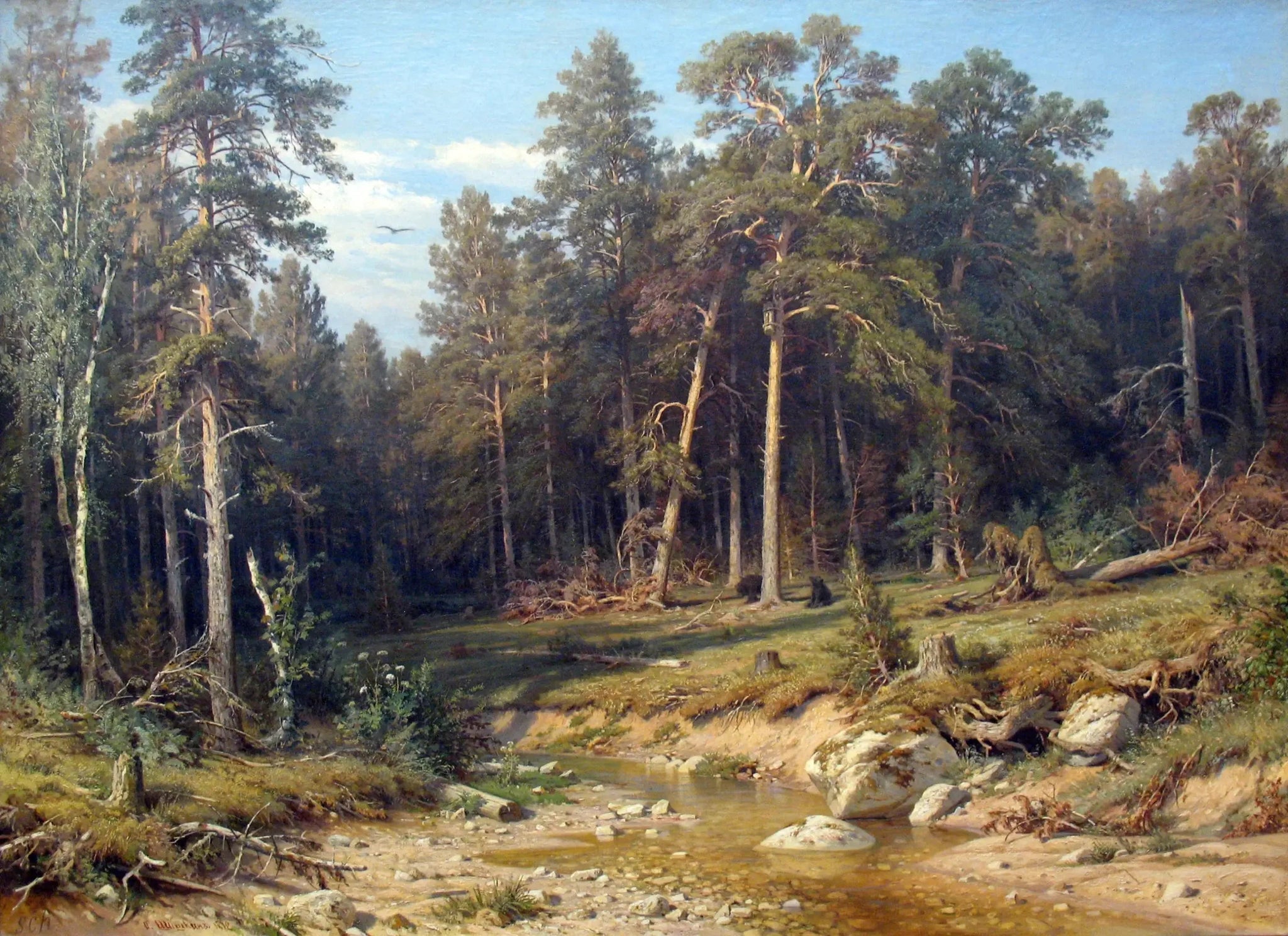 Une forêt de pins. Forêt de mâts dans la province de Viatka. - Ivan Chichkine image 1 copie de tableau peinte à la main