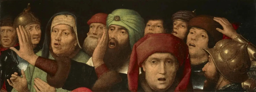 Une foule moqueuse : fragment d'une moquerie du Christ - Hans Memling