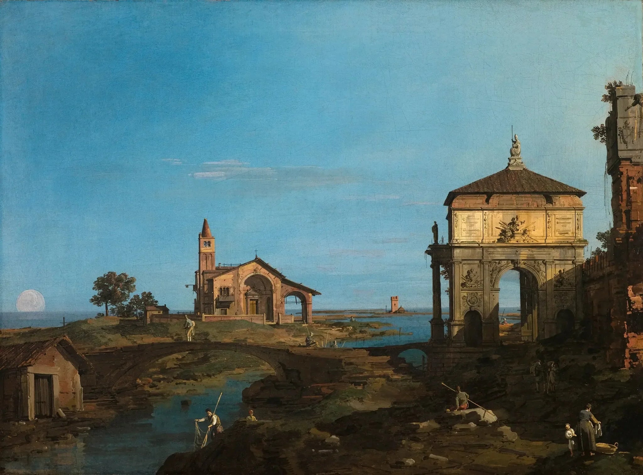 Une île de la lagune avec une arche et une église - Canaletto image 1 reproduction réalisée par Alpha Reproduction