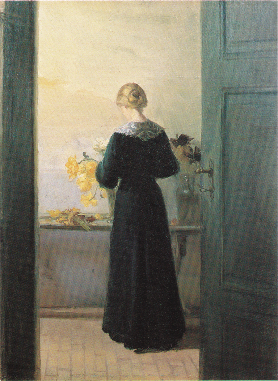 Une jeune femme arrange des fleurs - Anna Ancher
