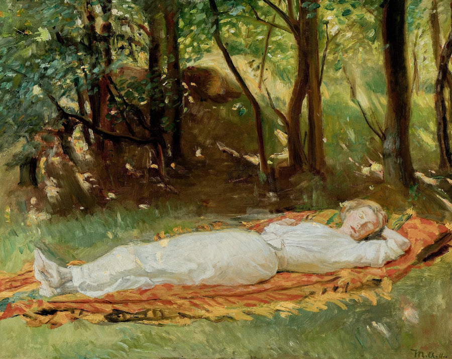 Une jeune femme fait la sieste dans le jardin. - Michael Peter Ancher