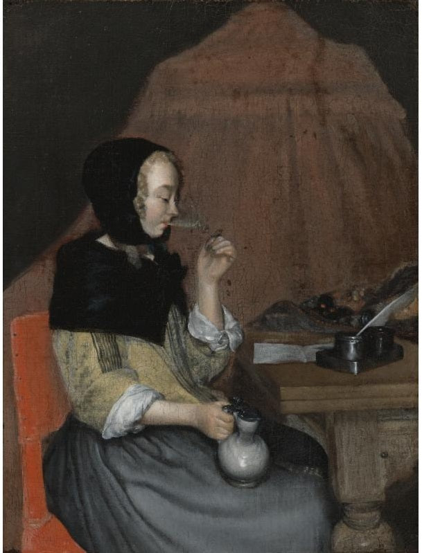 Une jeune femme qui boit - Gerard ter Borch image 1 copie de tableau peinte à la main