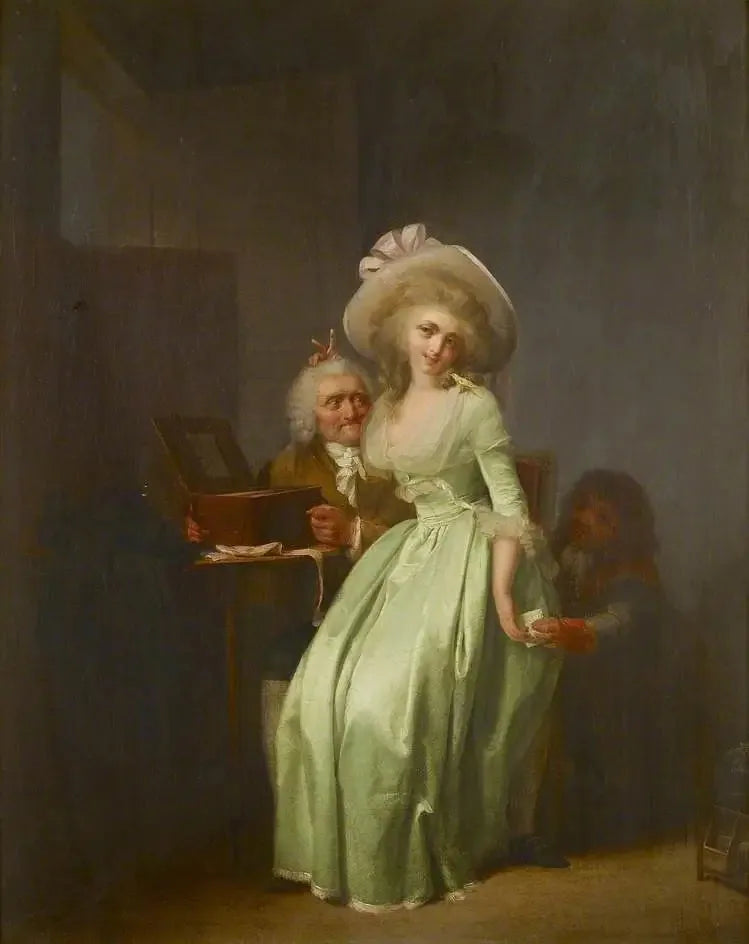 Une jeune femme se moquant d'un vieil admirateur - Louis-Léopold Boilly image 1 reproduction artisanale de tableau