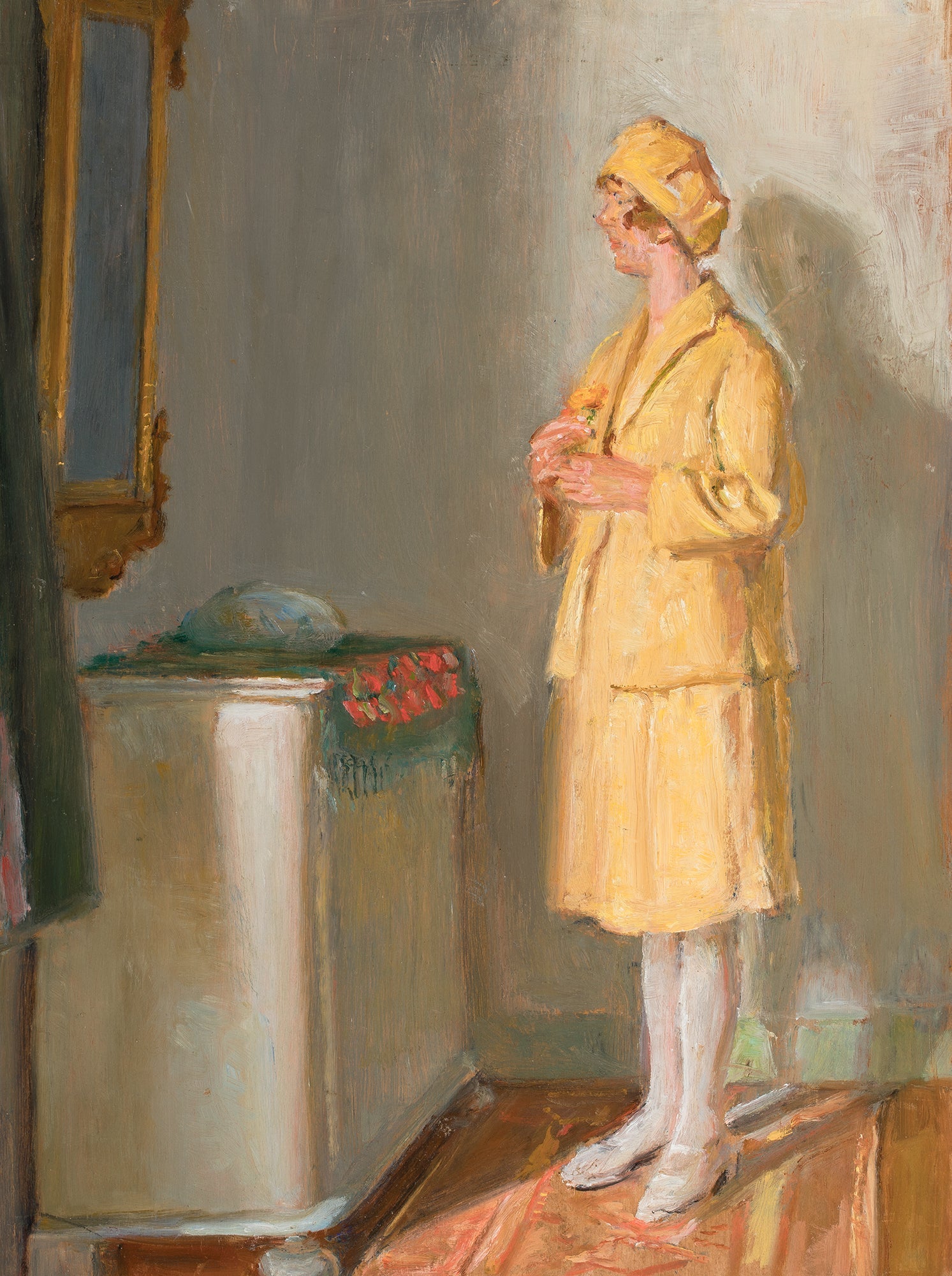Une jeune femme se regardant dans le miroir. - Michael Peter Ancher image 1 reproduction artisanale de tableau