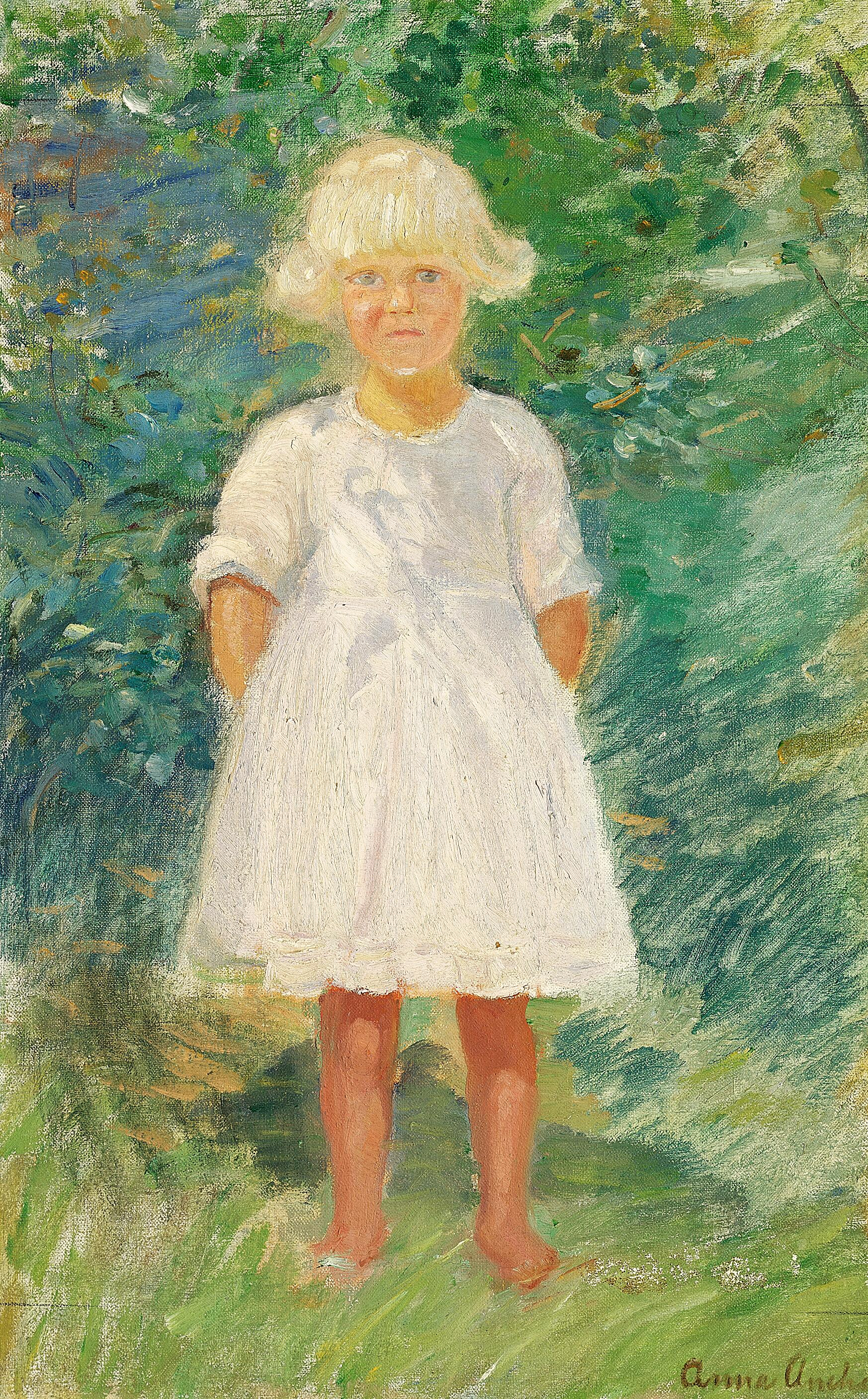 Une jeune fille dans le jardin. - Anna Ancher image 1 copie de tableau peinte à la main