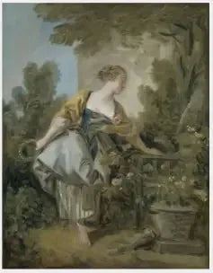 Une jeune fille dans un parc - François Boucher image 1 copie de tableau peinte à la main