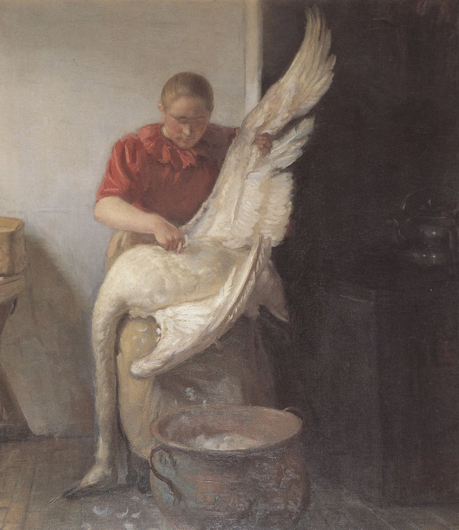 Une jeune fille plumant un cygne - Anna Ancher