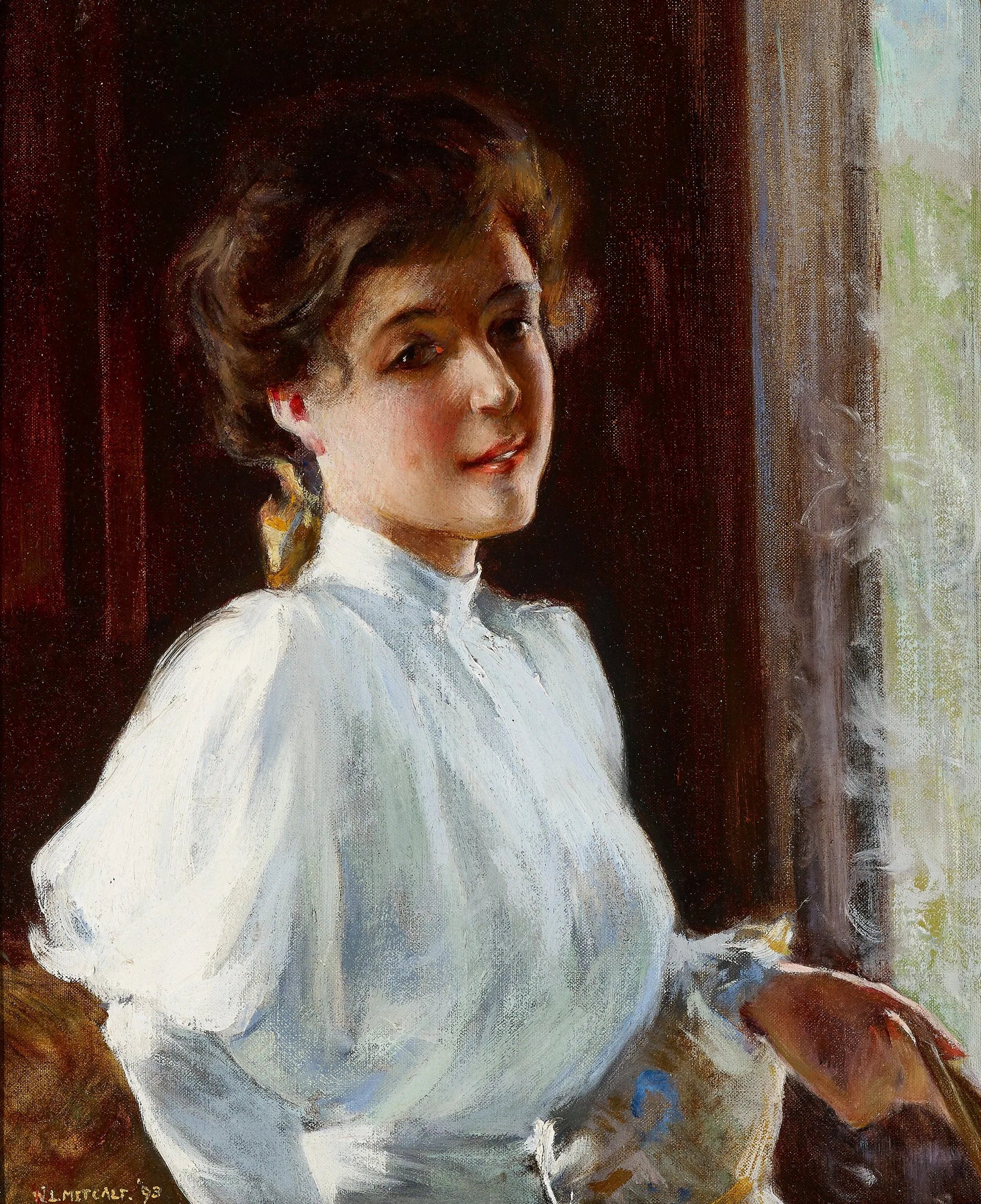 Une jeune fille - Willard Metcalf image 1 tableau peint à l’huile sur toile