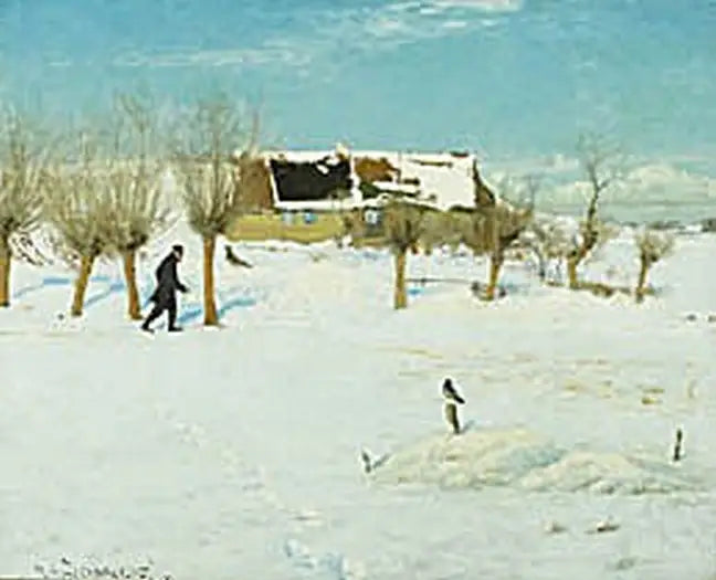 Une journée d'hiver à la campagne. - H. A. Brendekilde image 1 reproduction artisanale de tableau