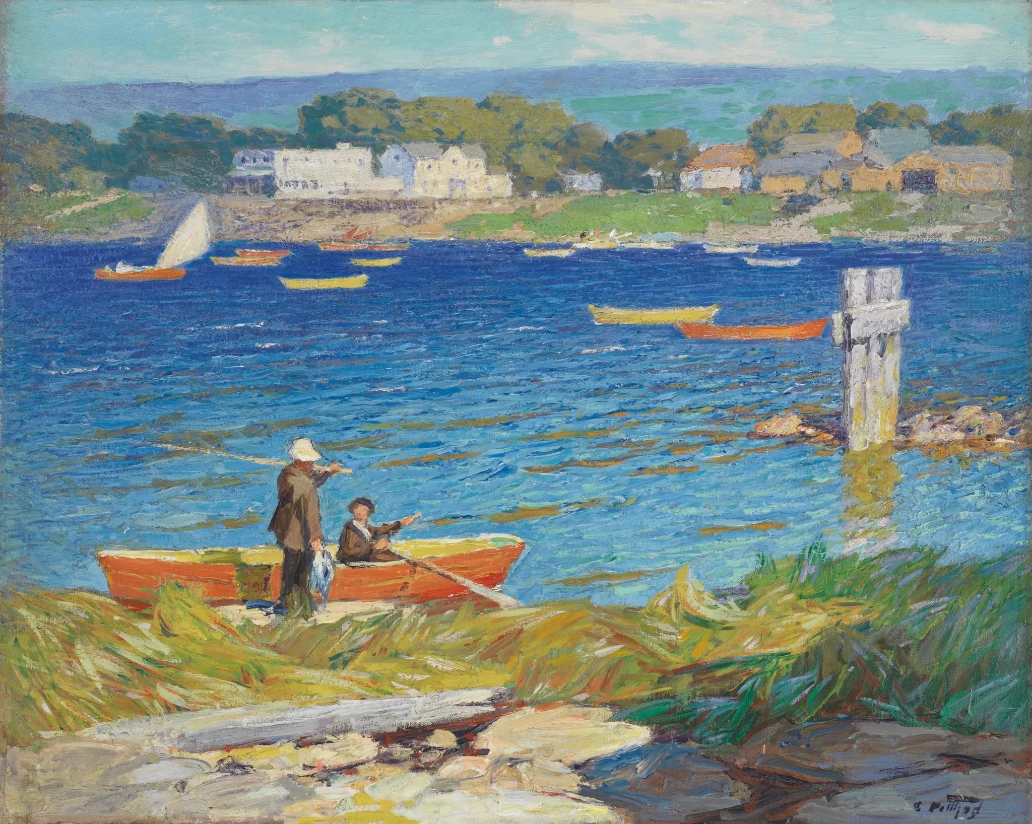 UNE JOURNÉE DE PÊCHE - Edward Henry Potthast image 1 copie peinte à la main à l’huile