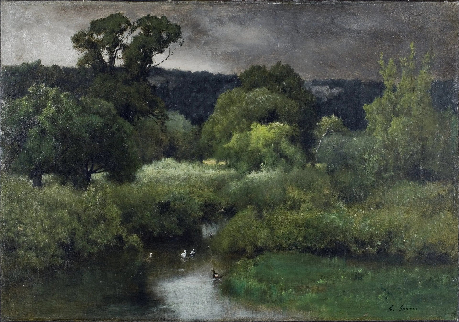 Une journée grise et sombre - George Inness image 1 reproduction artisanale de tableau