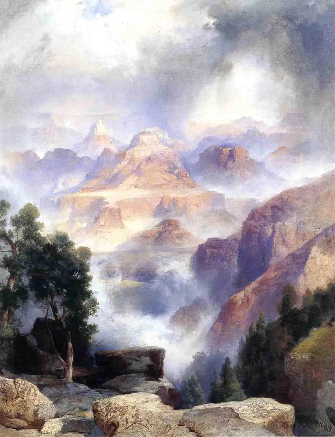 Une journée pluvieuse, Grand Canyon - Thomas Moran image 1 reproduction de peinture à l’huile