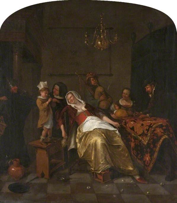 Une joyeuse compagnie - Jan Steen image 1 reproduction de peinture à l’huile