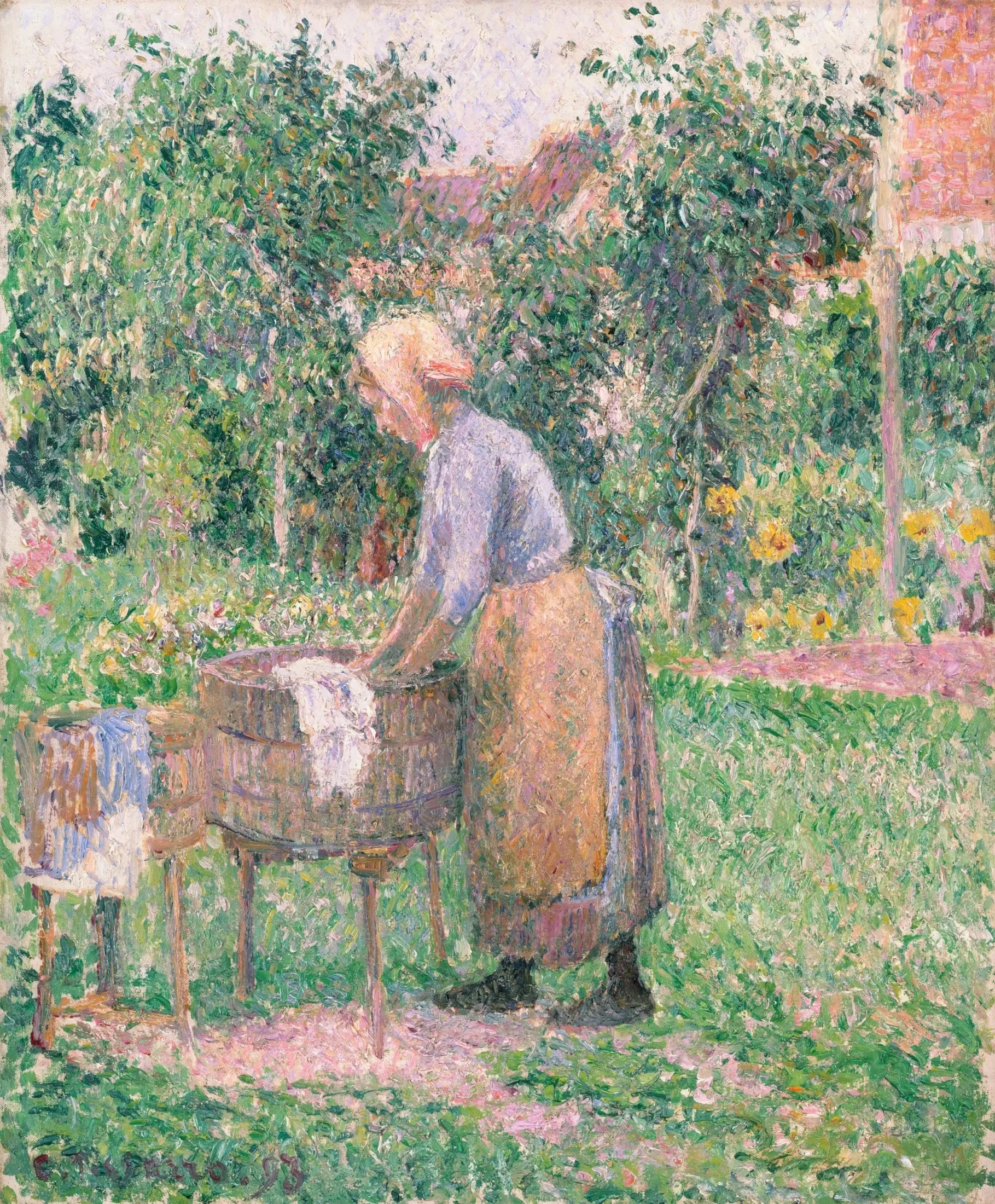 Une lavandière à Éragny - Camille Pissarro image 1 reproduction artisanale de tableau
