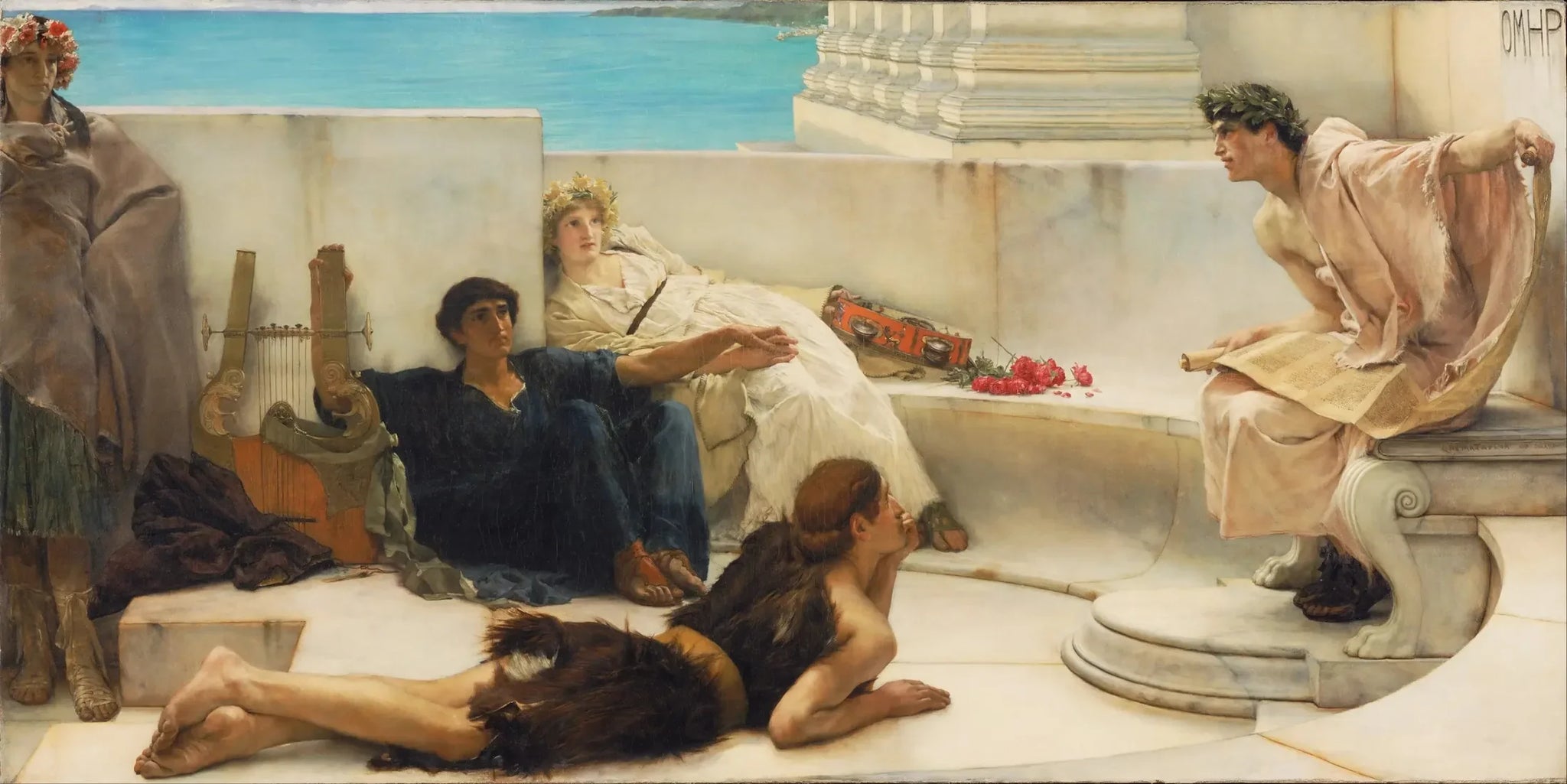 Une lecture d'Homère - Lawrence Alma-Tadema image 1 copie peinte à la main à l’huile