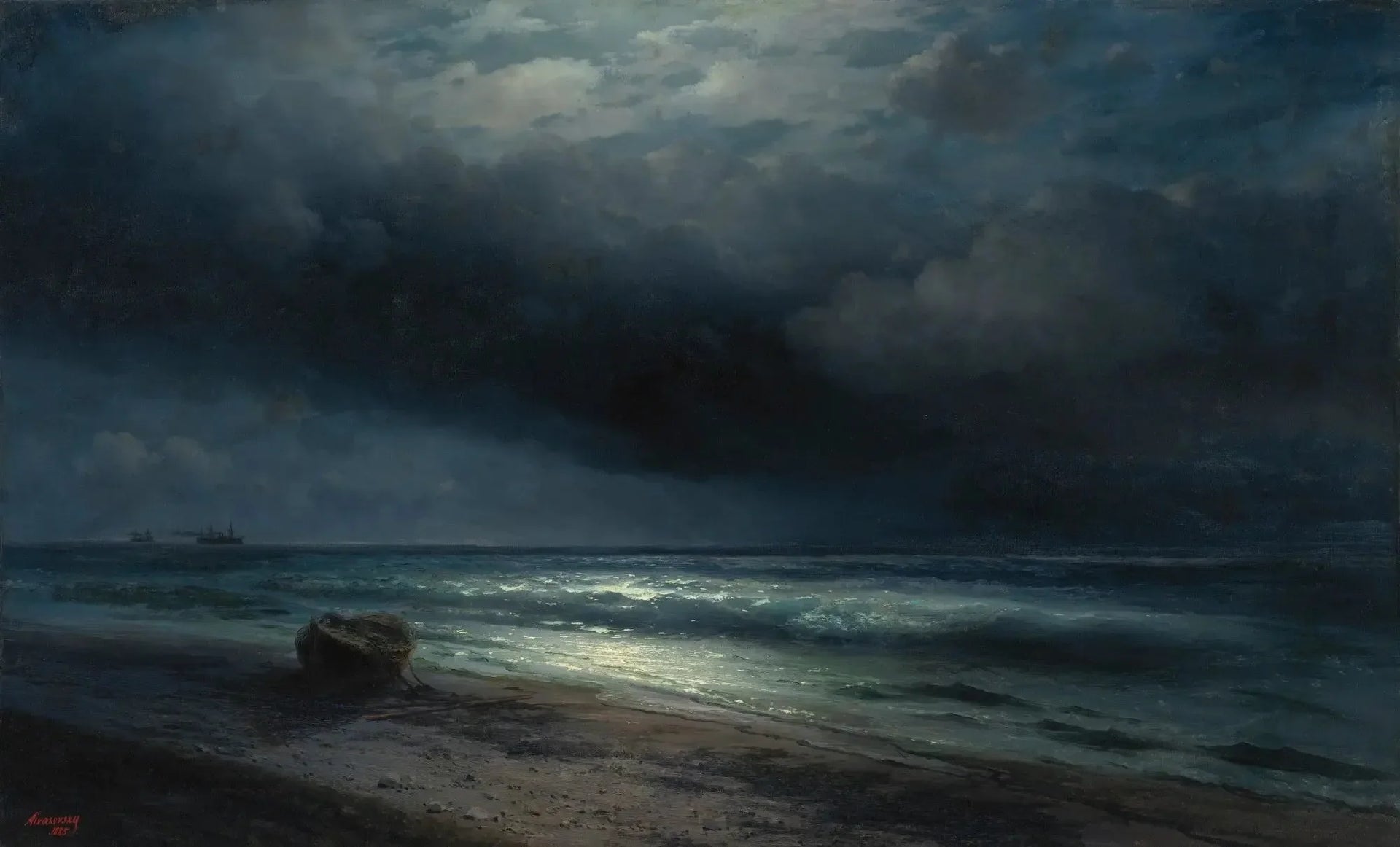 Une nuit au clair de lune en mer - Ivan Aïvazovski image 1 copie de tableau peinte à la main