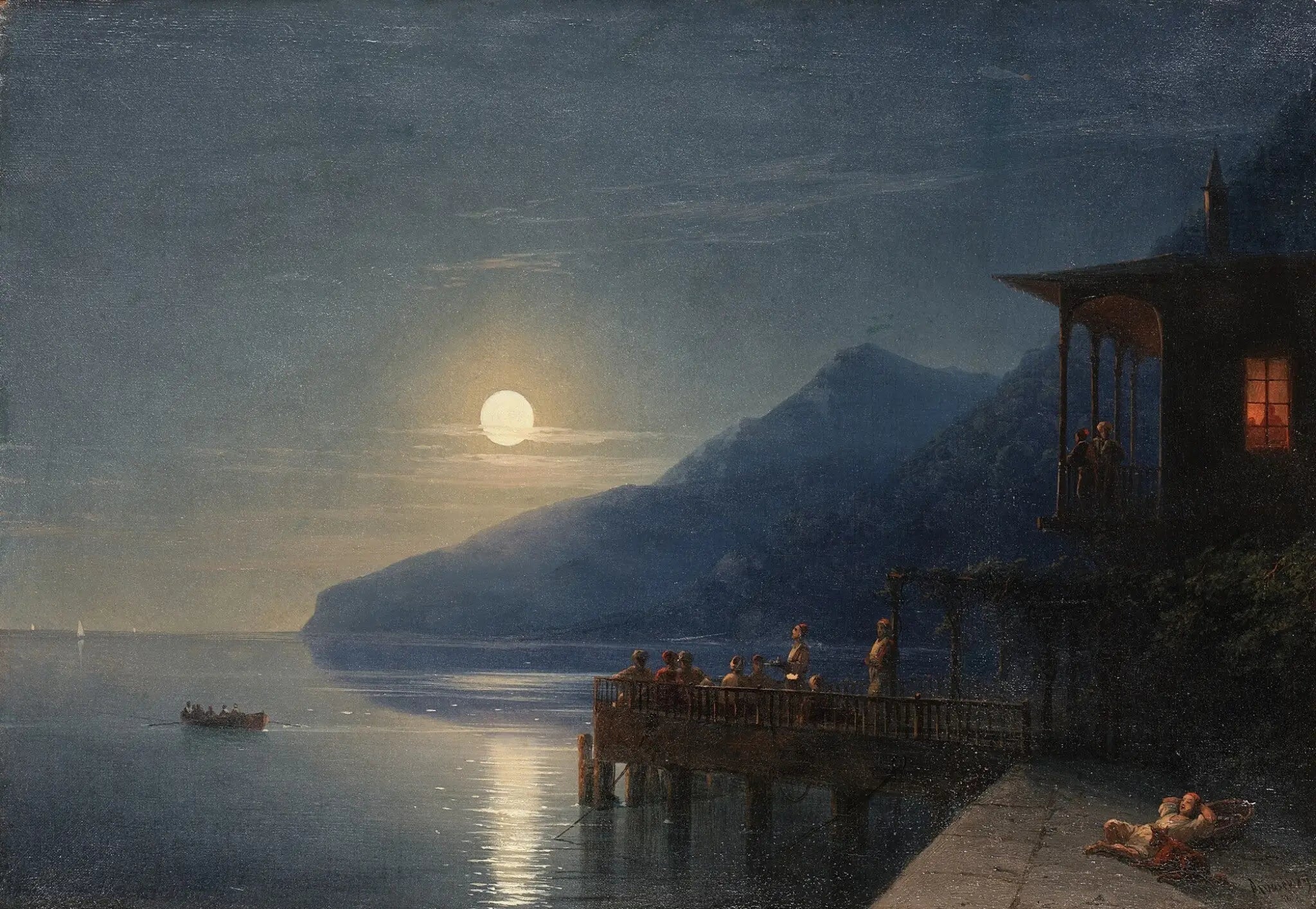 Une nuit au clair de lune sur la côte de Crimée - Ivan Aïvazovski image 1 copie peinte à la main à l’huile