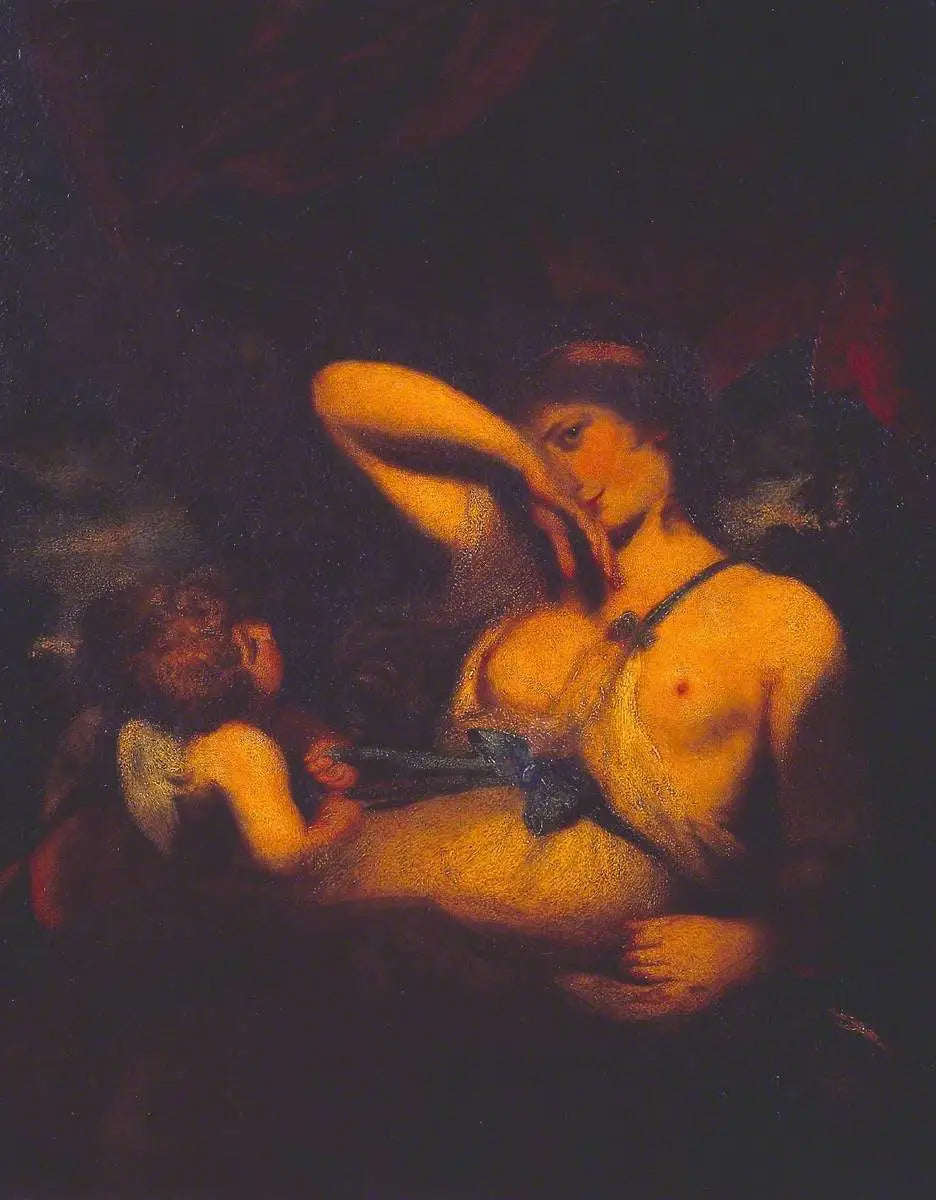 Une nymphe et Cupidon : « Le serpent dans l'herbe » - Joshua Reynolds image 1 reproduction d’œuvre d’art à l’huile