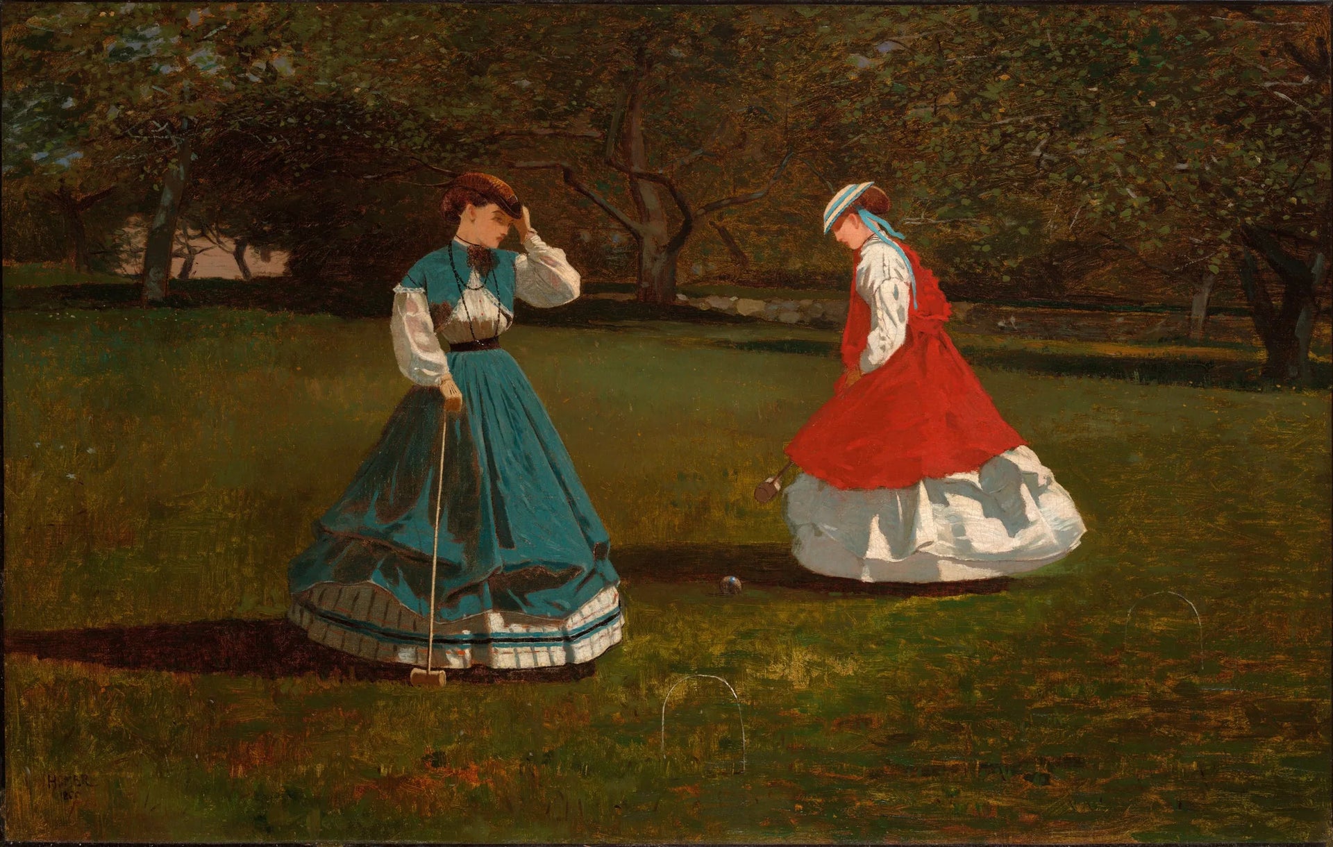 Une partie de croquet - Winslow Homer image 1 copie peinte à la main à l’huile