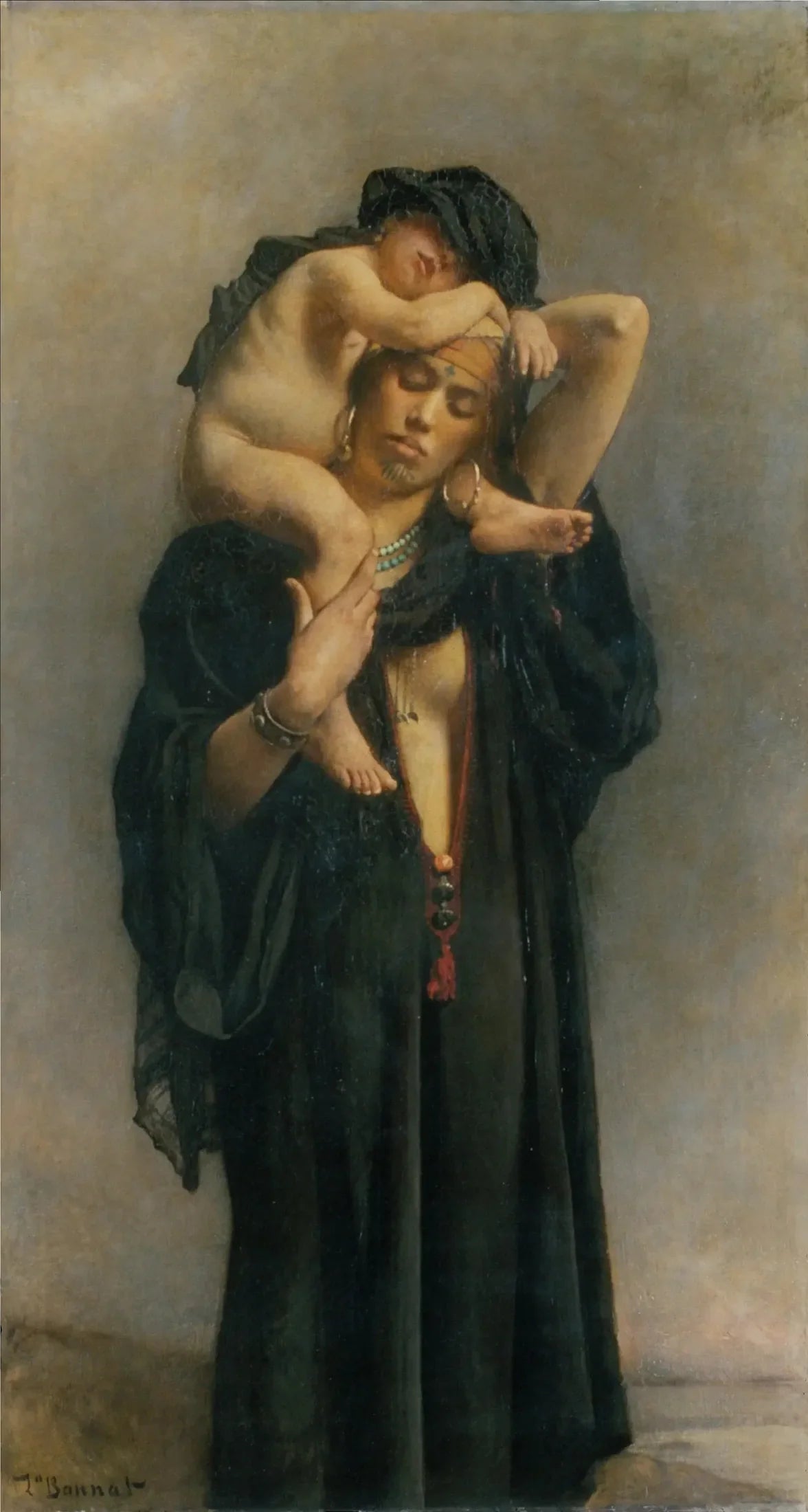 Une paysanne égyptienne et son enfant - Léon Bonnat image 1 reproduction d’œuvre d’art à l’huile