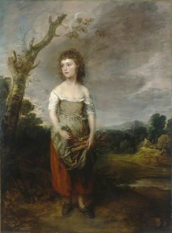 Une paysanne ramassant des fagots dans un bois - Thomas Gainsborough image 1 reproduction artisanale de tableau