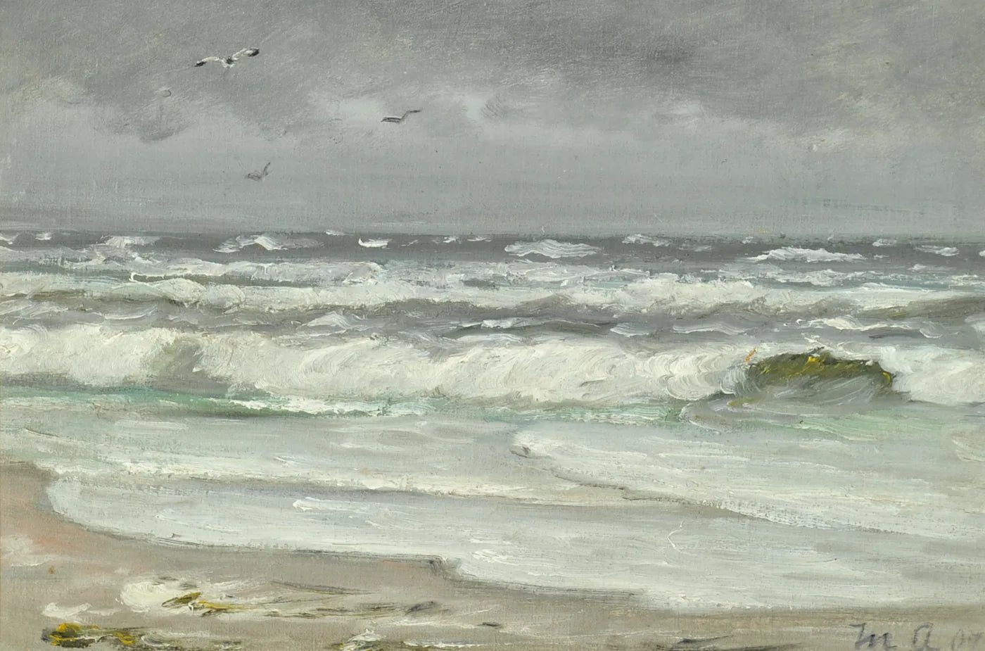 Une plage et un paysage marin. - Michael Peter Ancher image 1 reproduction de peinture à l’huile