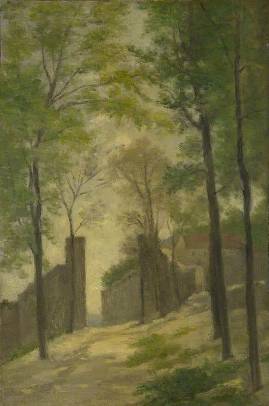 Une porte derrière les arbres - Stanislas Lépine image 1 copie peinte à la main à l’huile