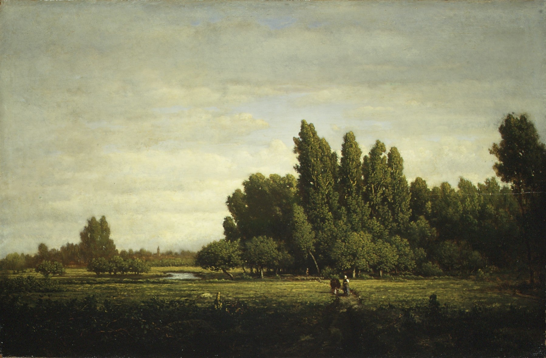 Une prairie bordée d'arbres - Théodore Rousseau image 1 tableau peint à l’huile sur toile