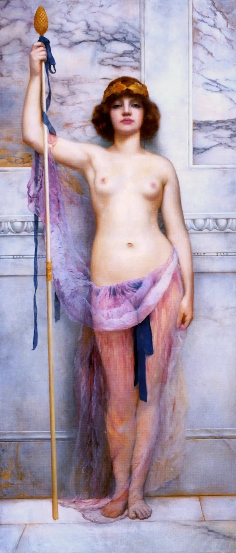 Une prêtresse - John William Godward image 1 copie peinte à la main à l’huile
