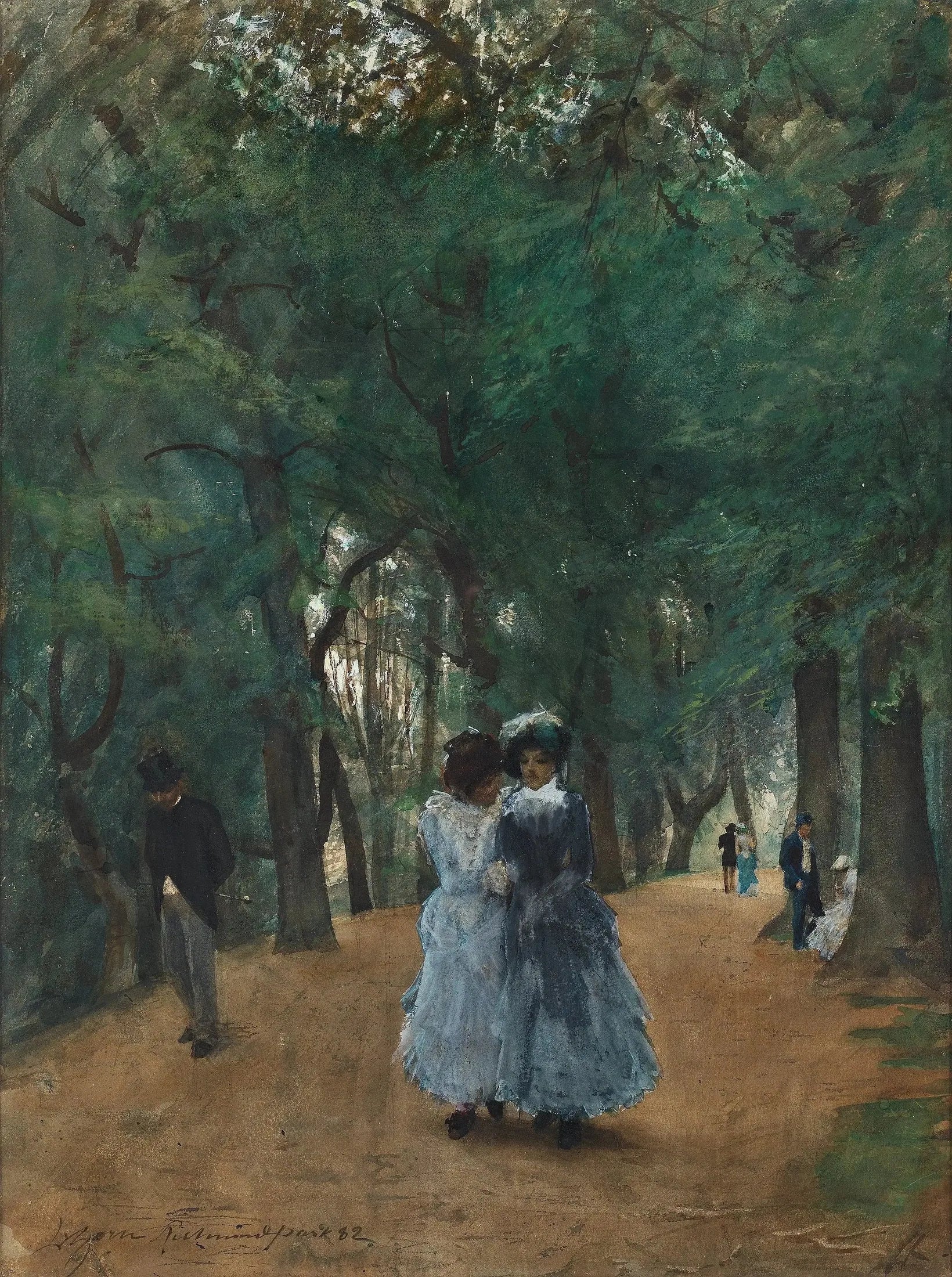 Une promenade dans le parc - Anders Zorn image 1 copie de tableau peinte à la main