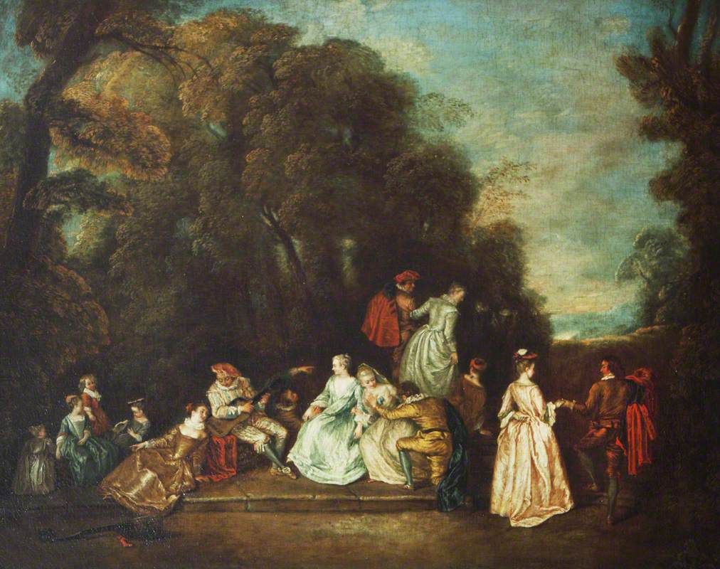 Une rencontre dans le parc - Antoine Watteau image 1 reproduction de peinture à l’huile
