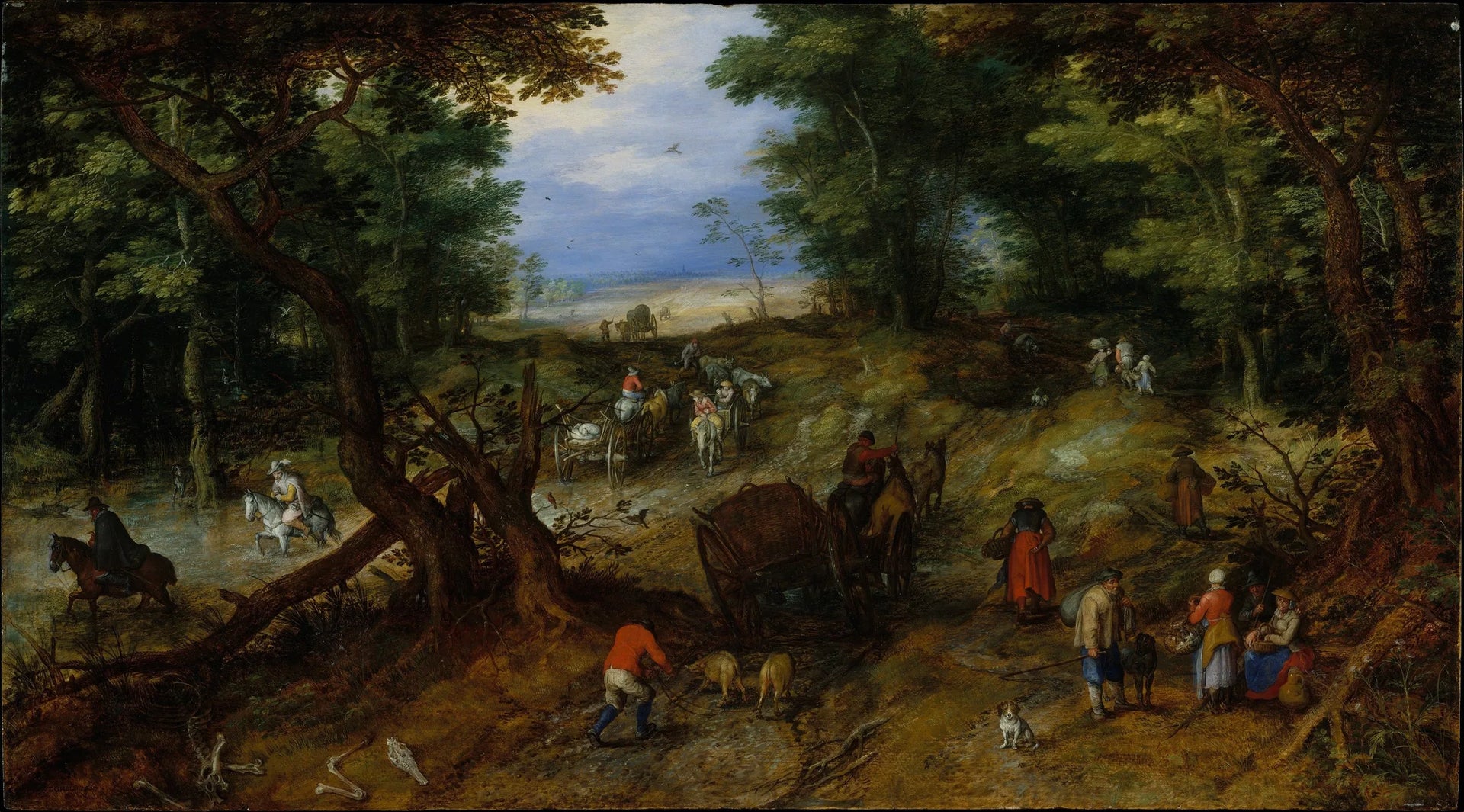 Une route forestière fréquentée par des voyageurs - Jan Brueghel l'Ancien image 1 copie peinte à la main à l’huile