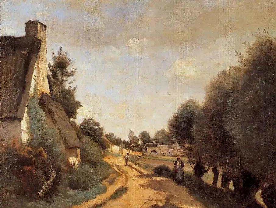 Une route près d’Arras - Jean-Baptiste Camille Corot image 1 copie peinte à la main à l’huile