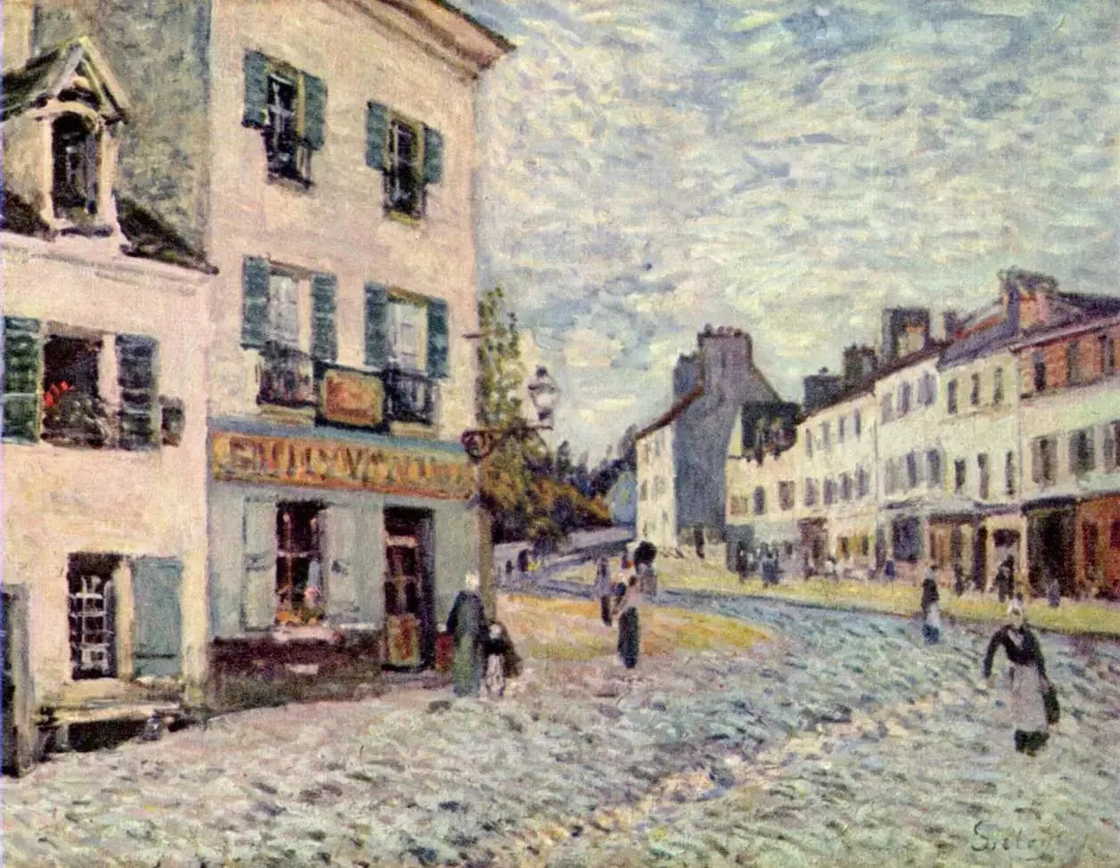 Une rue à Marly - Alfred Sisley image 1 copie peinte à la main à l’huile