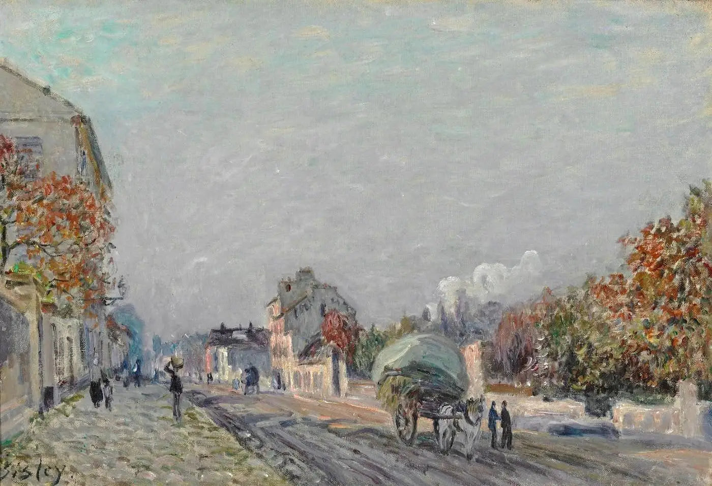 Une rue à Marly - Alfred Sisley image 1 reproduction de peinture à l’huile