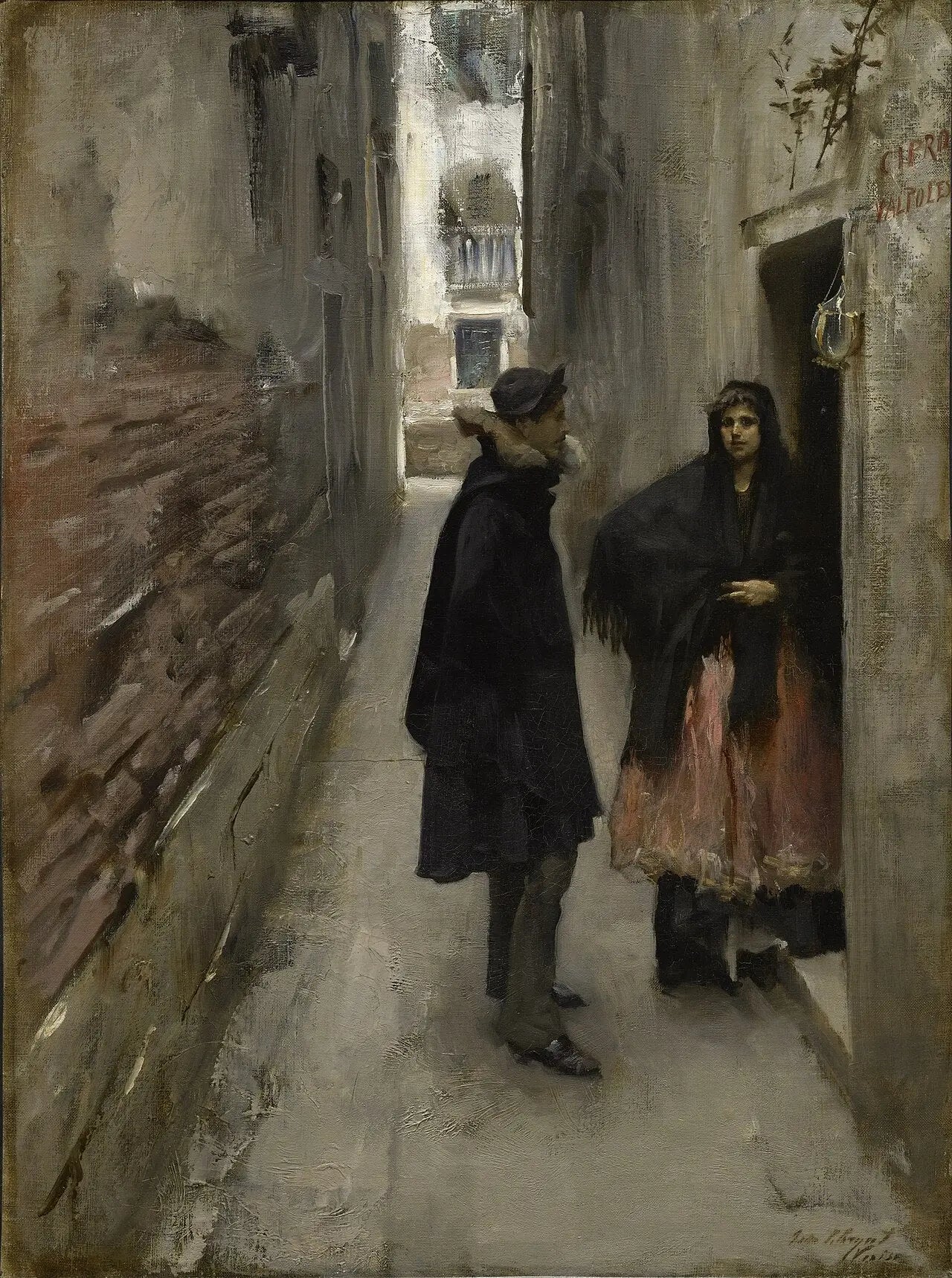 Une rue à Venise - John Singer Sargent image 1 copie de tableau peinte à la main